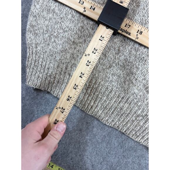 Vintage 90s Lands End Sweater Mens Tan Wool Pullover Jumper Crewneck Preppy XL - Picture 3 of 6